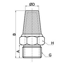 drawing of SSL G03 | G 3/8 Standard Sintered Stainless Steel Silencer