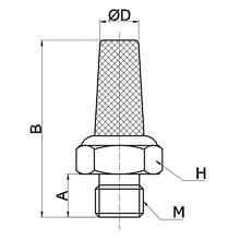 drawing of SSL M5x0.8 | M5x0.8 Standard Sintered Stainless Steel Silencer