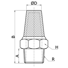 drawing of SSL N01 | 1/8 NPT Standard Sintered Stainless Steel Silencer